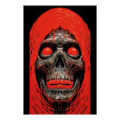 Hooded Skull in Fiery Red Design Perfect Poster (Voorkant)
