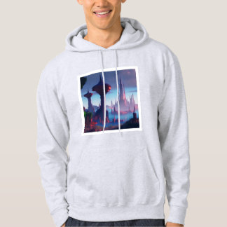 Hooded sweatshirt van wit futuristisch stadsontwer