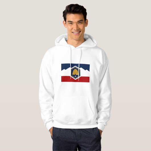 Hooded Sweatshirt with Flag of Utah, USA (Voorkant volledig)