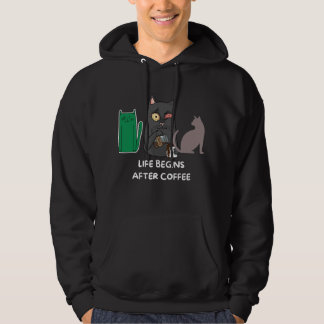 Hoodie cat afbeeldingen voor koffieliefhebbers zwa