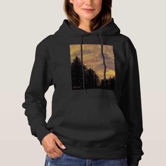 Hoodie "Golden Sunset Pines" door All Joy Art (Voorkant)