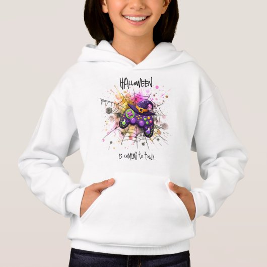 Hoodie "HALLOWEEN is coming to town" Witch (Voorkant)