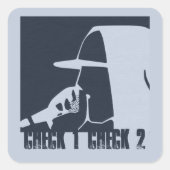 HOODIE IN HOODIE RAPPING OP HET MIC VIERKANTE STICKER (Voorkant)