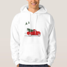 Hoodie, kleine rode vrachtwagen met kerstboom