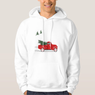 Hoodie, kleine rode vrachtwagen met kerstboom hoodie