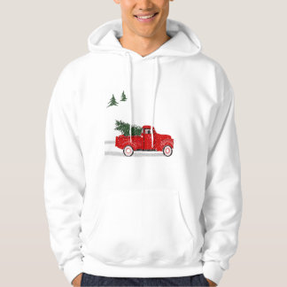 Hoodie, kleine rode vrachtwagen met kerstboom hoodie