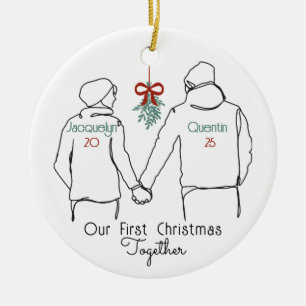 Hoodie koppel eerste kerst samen keramisch ornament