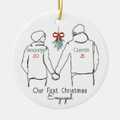 Hoodie koppel eerste kerst verloofd keramisch ornament (Voorkant)