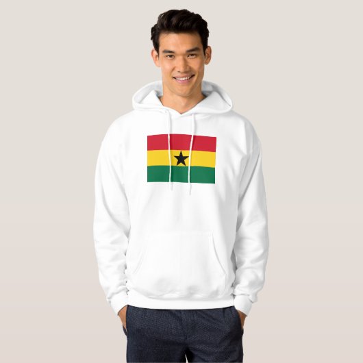 Hoodie met capuchon en vlag van Ghana (Voorkant volledig)