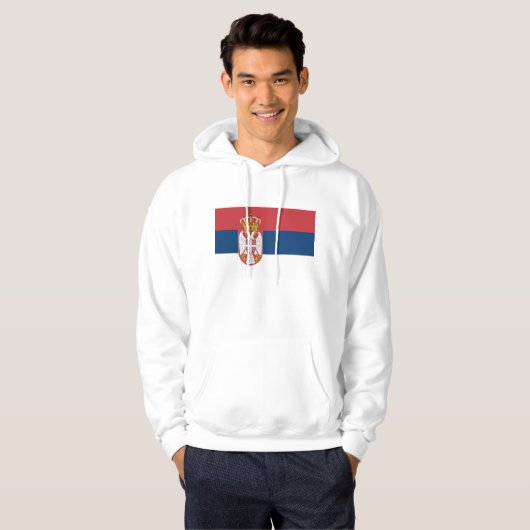Hoodie met capuchon en vlag van Servië (Voorkant volledig)