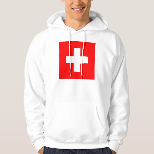 Hoodie met capuchon en vlag van Zwitserland (Voorkant)