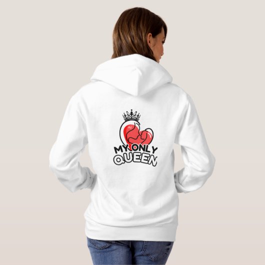 Hoodie met capuchon: My Only Queen (wit) (Achterkant volledig)