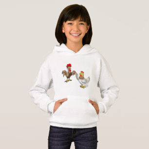 Hoodie met een kip en een rooster