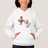 Hoodie met een kip en een rooster (Voorkant)