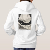 Hoodie met print van pen en inkt kunst van de maan (Achterkant)