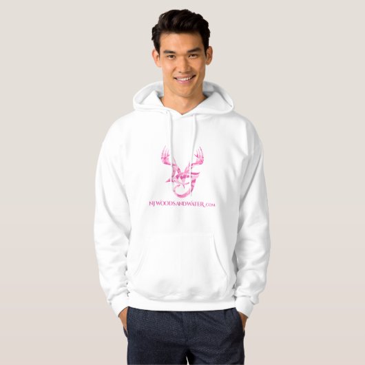 Hoodie met roze camo-logo op voorzijde (Voorkant volledig)