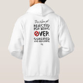 Hoodie: Over Qualified (wit) Hoodie (Achterkant)