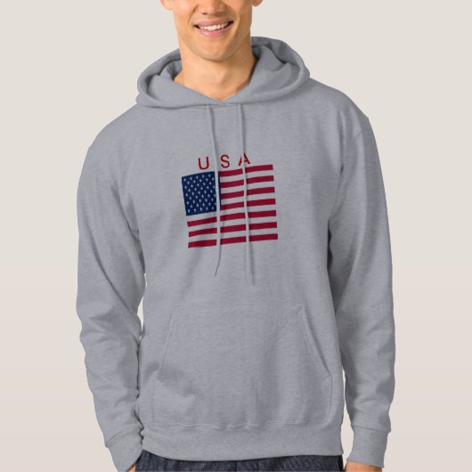 HOODIE USA FLAG RED WHITE BL (Voorkant)