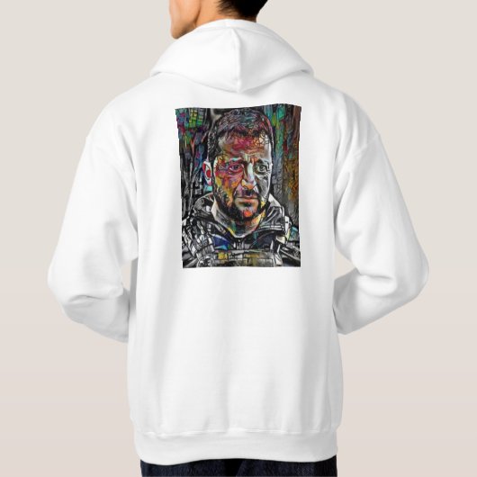 Hoodie Volodymyr Zelensky art abstracte (Achterkant)