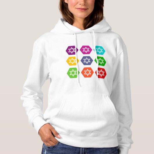 Hoodies - Joodse sterren - Colorful Gym Draag (Voorkant)