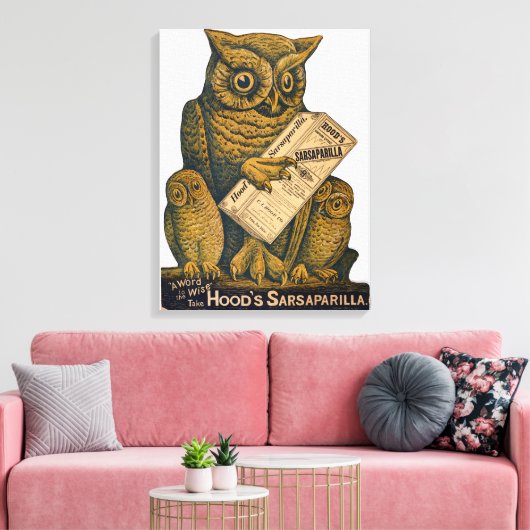 Hood's Sarsaparilla Restorative Tonic. Canvas Afdruk (Insitu (Woonkamer))