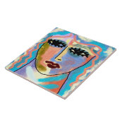 Hoofd Abstracte digitale schilderijen in de wolken Tegeltje (Zijkant)