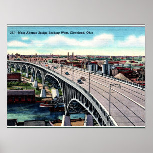 Hoofd Ave. Bridge, Cleveland, Ohio Briefkaart Poster
