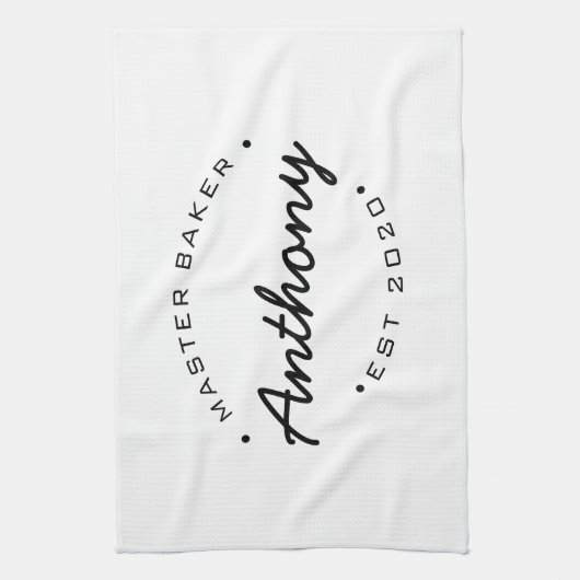 Hoofd Baker Vastgesteld jaar Aangepaste naam Theedoek (Verticaal)