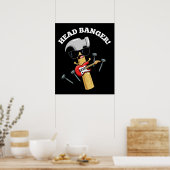 Hoofd Banger Grappige Muziek Puns Donker BG Poster (Keuken)