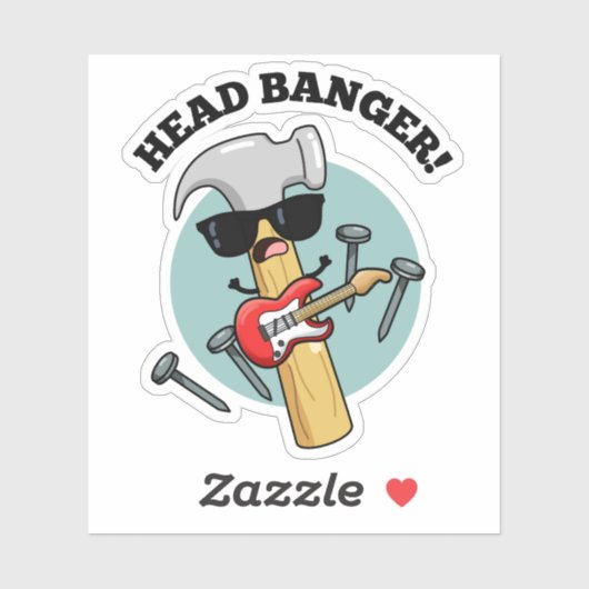 Hoofd Banger Grappige Muziek Puns Sticker (Vel)