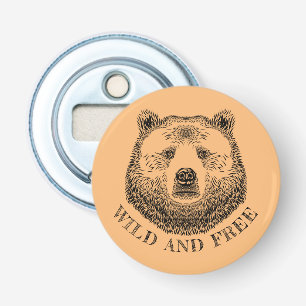 Hoofd beer, vrij en vrij, handtekening afbeelding button flesopener