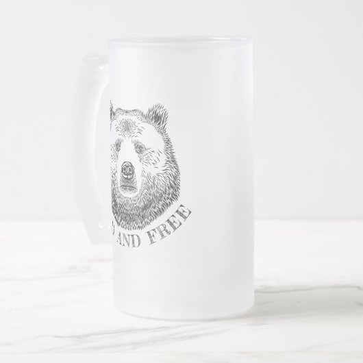 Hoofd beer, vrij en vrij, handtekening afbeelding matglas bierpul (Voorkant links)