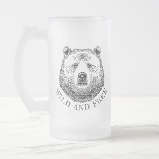 Hoofd beer, vrij en vrij, handtekening afbeelding matglas bierpul (Links)