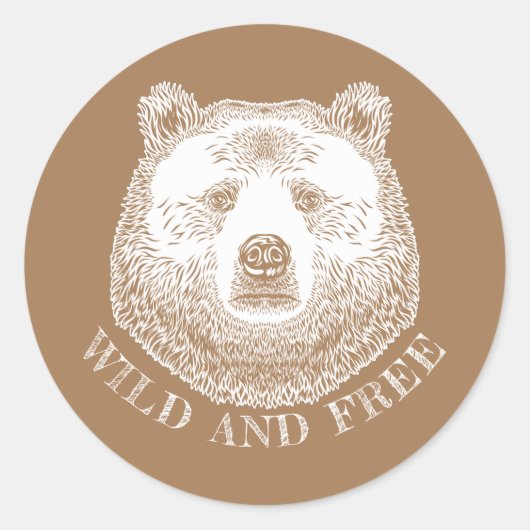 Hoofd beer, vrij en vrij, handtekening afbeelding ronde sticker (Voorkant)
