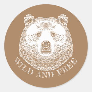 Hoofd beer, vrij en vrij, handtekening afbeelding ronde sticker