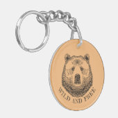 Hoofd beer, vrij en vrij, handtekening afbeelding sleutelhanger (Voorkant Links)