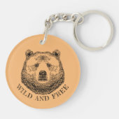 Hoofd beer, vrij en vrij, handtekening afbeelding sleutelhanger (Achterkant)