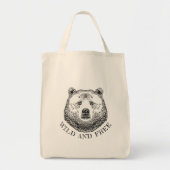 Hoofd beer, vrij en vrij, handtekening afbeelding tote bag (Voorkant)