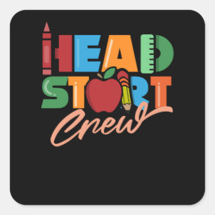 Hoofd Bemanningskop Leerschool voorschool Vierkante Sticker