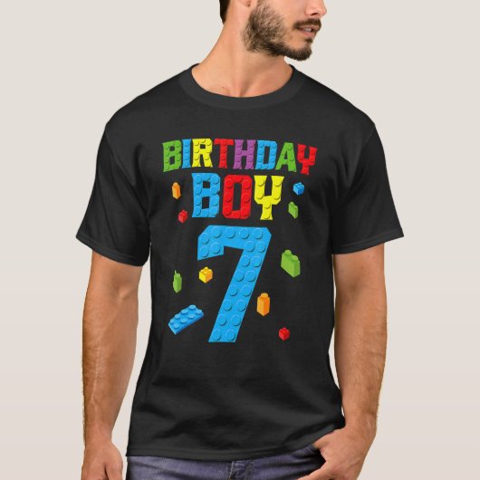 Hoofd Bouwer 7e verjaardag Jongen 7 Zeven jaar Bou T-shirt (Voorkant)