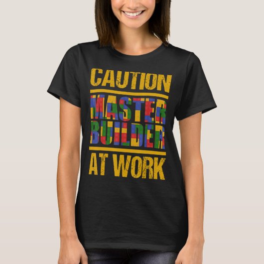 Hoofd Bouwer Bouwstenen Blokken 1 T-shirt (Voorkant)