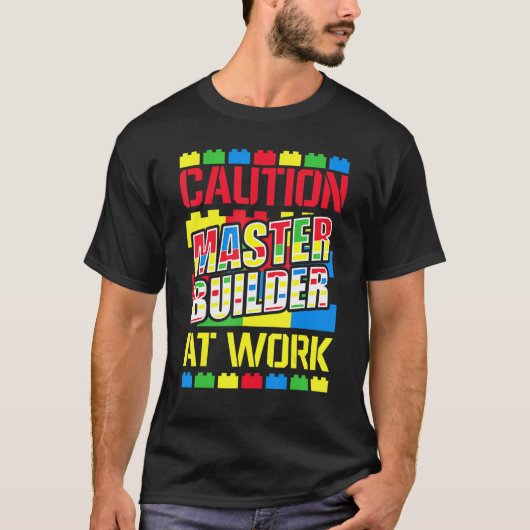 Hoofd Bouwer Bouwstenen Blokken 7 T-shirt (Voorkant)