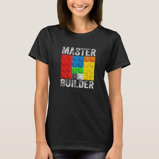 Hoofd Bouwer Bouwstenen Brick Bouwt speelgoed T-shirt (Voorkant)