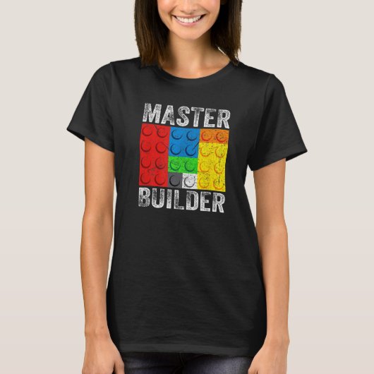 Hoofd Bouwer Bouwstenen Brick Bouwt speelgoed T-shirt (Voorkant)