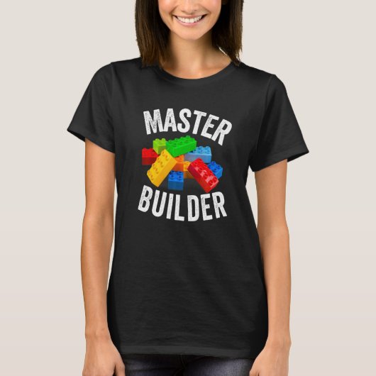 Hoofd Bouwer Bouwstenen Brick Bouwt speelgoed T-shirt (Voorkant)