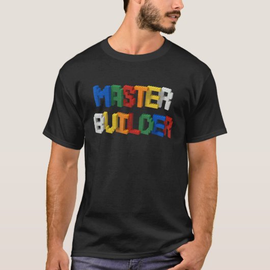 Hoofd Bouwer Bouwstenen Brick Bouwt speelgoed T-shirt (Voorkant)