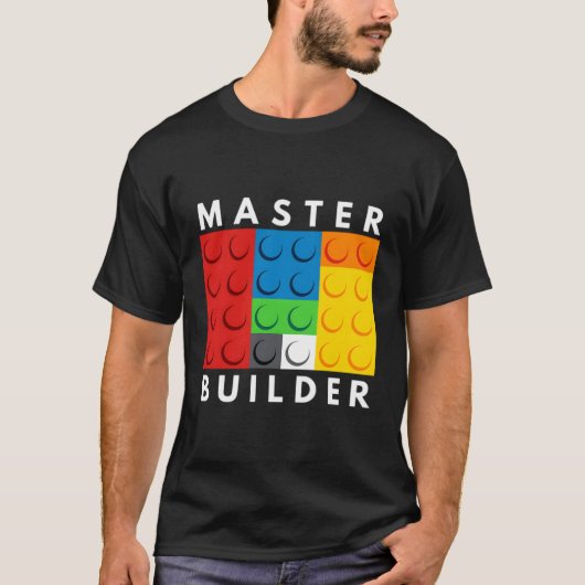 Hoofd Bouwer Bouwstenen Brick Bouwt speelgoed T-shirt (Voorkant)
