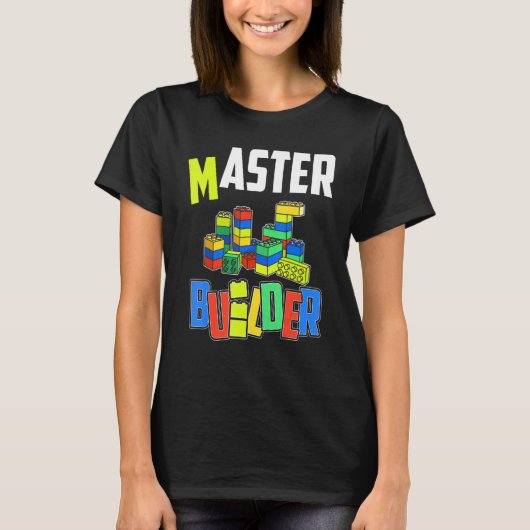 Hoofd Bouwer Brick Block Builder T-shirt (Voorkant)