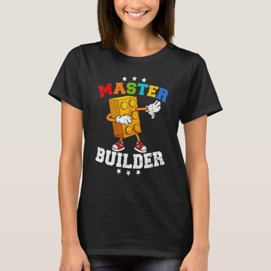 Hoofd Bouwer Dabbing Building Block Bricks T-shirt (Voorkant)