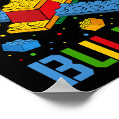 Hoofd Bouwer Kinder Bouwstenen Brick Builder Poster (Hoek)